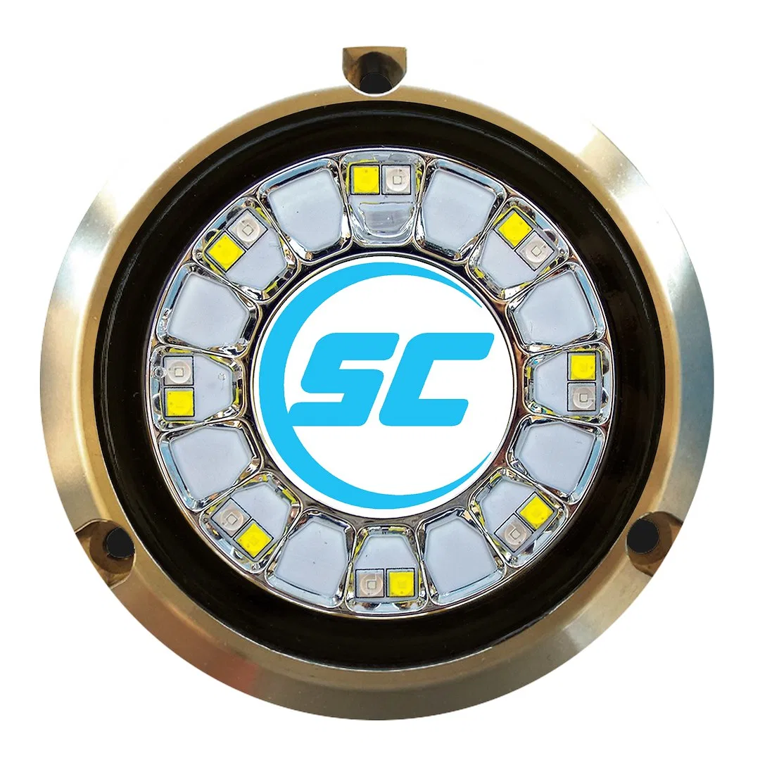 SCR-16-BW-BZ-10 – SHADOW-CASTE Boat Underwater Light, 16 Blue/ White LED 4 Inch Diameter 5 Amp Draw At 12 Volts 60 Wa...